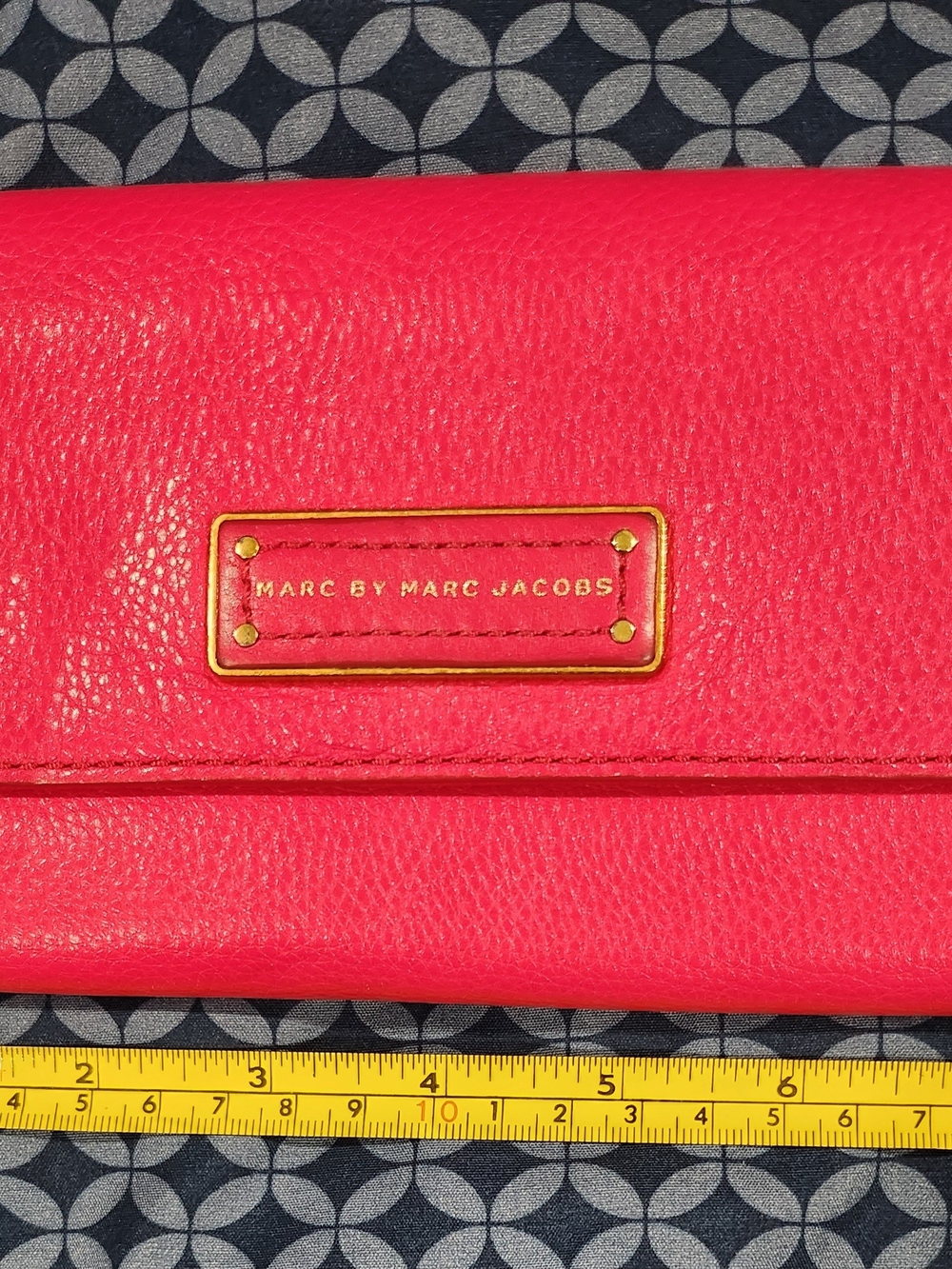 626. Marc by Marc Jacobs Hot Pink Pebbled Leather Wallet with Gold Plaque
